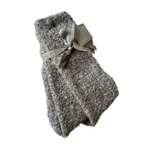 NWT Barefoot Dreams CozyChic Heathered Socks Moonbeam & White L/XL